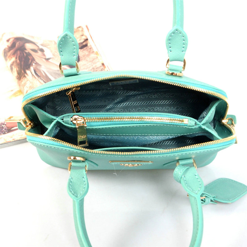 2014 Prada Saffiano Leather mini Two Handle Bag BN0826 lake blue for sale - Click Image to Close